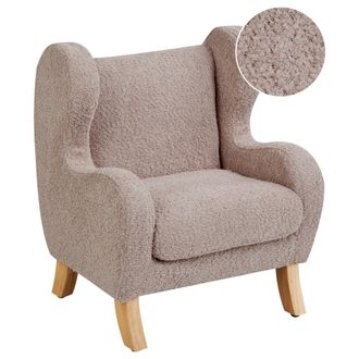 Beliani Sill&oacute;n De Boucl&eacute; Tapizado Con Reposabrazos Suave Mobiliario Habitaci&oacute;n Infantil Gris Pardo Farum