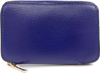 Valextra Navy Leather Coin Purse/Coin Case (Pre-Owned)