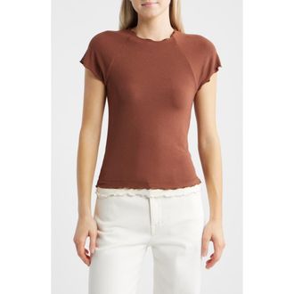 Mango Lettuce Edge Layered Top in Brown at Nordstrom, Size X-Small