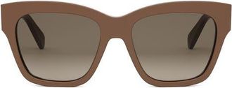 Celine Triomphe 55mm Round Sunglasses in Shiny Light Brown /Brown at Nordstrom