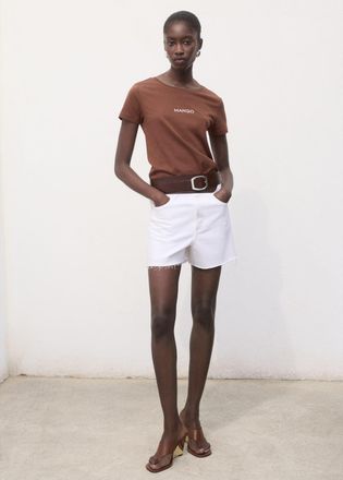 Mango Maglietta cotone logo marrone - Donna - XS - MANGO