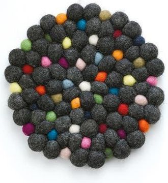 cilio Fair Trade Virgin Sheep Wool Trivet, Handcrafted in Nepal, 8.5-Inch Round in Charcoal at Nordstrom