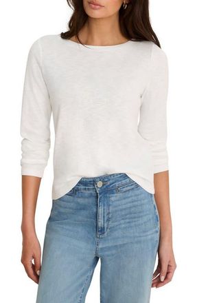 Nic+Zoe Cape Rib Cotton Blend Boat Neck Top in Paper White at Nordstrom, Size Medium