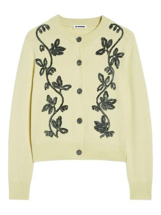 Jil Sander embroidered cardigan - women - Virgin Wool - 38 - Yellow