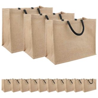 vidaXL Borse In Juta 50 Naturale E Nero 42 X 33 X 19 Cm Vidaxl