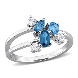 Mimi & Max Multi-Gem Cluster Split Shank Ring Sterling Silver