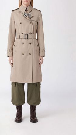 Burberry Trench lungo doppiopetto in cotone con interni Check