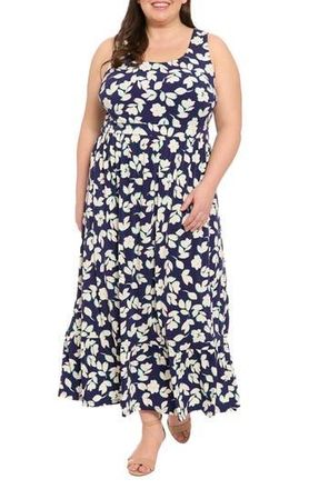 London Times Sleeveless Inset Waist Maxi Dress in Navy/Ivory at Nordstrom Rack, Size 3 X