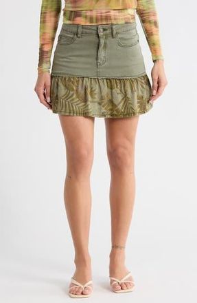 Desigual Contrast Hem Denim Miniskirt in Military Green at Nordstrom Rack, Size 34
