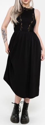 Disturbia Rootweave Embroidered Midi Dress in Black at Nordstrom, Size 10