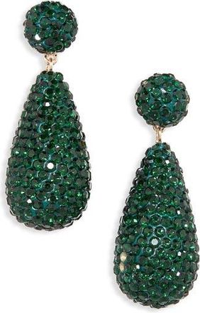 Nordstrom Rack Pav&eacute; Drop Earrings in Emerald- Gold at Nordstrom Rack