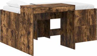 vidaXL Cama Alta Para Ni&ntilde;os Con Escritorio Roble Ahumado 80 X 160 Cm Vidaxl