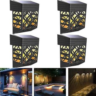 OEM Luces Solares Decorativas Para Pared, Para Exteriores - 4 Unidades, Impermeables Ip54, Luz Blanca C&aacute;lida Para Jard&iacute;n