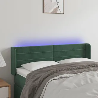 vidaXL Cabecero Con Led De Terciopelo Verde Oscuro 147x16x78/88 Cm Vidaxl