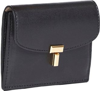 Toteme Womens Card Holder T-Lock Black Calf Leather Wallets & Purses