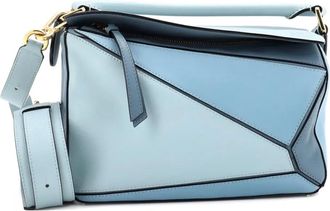 Loewe Borsa a tracolla Puzzle piccola in pelle - Blu
