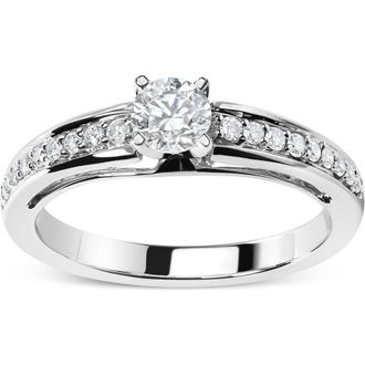House of Brilliance 14K White Gold 1/2 Cttw Diamond Solitaire Pave Set Engagement Ring at Nordstrom