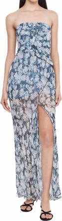 Bec&bridge Opal Strapless Maxi Dress In Denim Floral