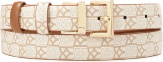 Kazar Dubbelzijdige riem in beige en bruine kleur met monogrammen - Dames - Riemen - Beige - 100 CM - Leer - Accessoires