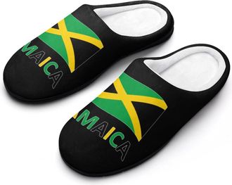 Generic Jamaica Jamaican Flag Funny Mens Cotton Slippers Soft Non-Slip Rubber Sole House Slipper Indoor Outdoor