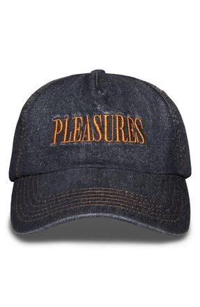 Pleasures Zigzag Adjustable Cotton Denim Baseball Cap in Black at Nordstrom