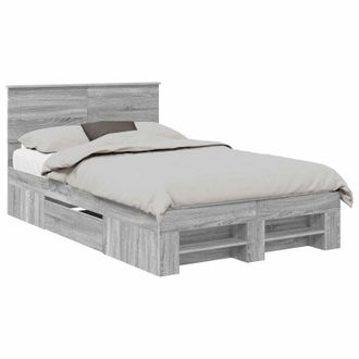 vidaXL Estructura De Cama Con Cabecera Gris Sonoma 137 X 203 Cm Vidaxl
