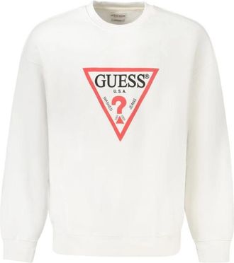Guess Witte Katoenen Logo Print Sweatshirt - Heren - Sweatshirts - Wit - XL - Katoen - Hoodies & sweatvesten