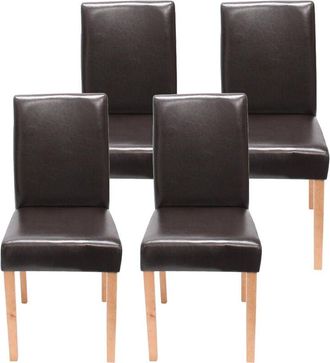 Hhg Hhg - Nunca Usado] Juego De 4 Sillas De Comedor Silla De Cocina Littau Con Certificaci&oacute;n Mvg, Cuero Sint&eacute;tico, Marr&oacute;n, Patas Claras