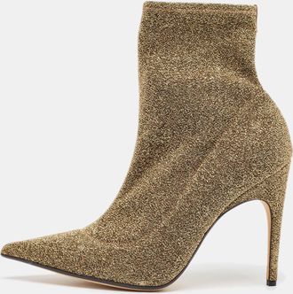 Sergio Rossi Gold Lurex Fabric Ankle Length Boots