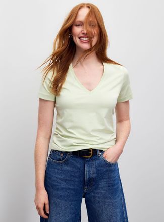 Contemporaine Womens SUPIMA cotton V-neck T-shirt