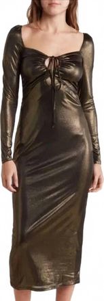 NSR Metallic Long Sleeve Dress In Bronze