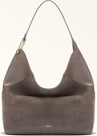 Furla Lara Borsa A Spalla L Toni Urban Gray Camoscio + Pelle Di Vitello Granata Donna