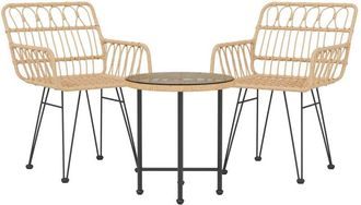 vidaXL Juego De Comedor De Jard&iacute;n 3 Piezas Rat&aacute;n Sint&eacute;tico Vidaxl