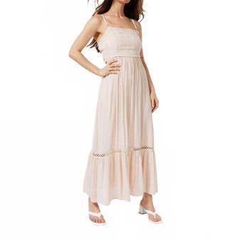 Esqualo Womens Embroidered Crinkle Maxi Dress In Beige