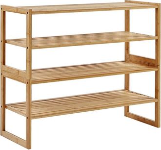 Beliani Beliani - Estanter&iacute;a De Ba&ntilde;o De Bamb&uacute; Cm 4 Niveles Apilable De Madera Clara Uvalda