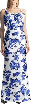 Zac Posen Floral Print Mikado Gown