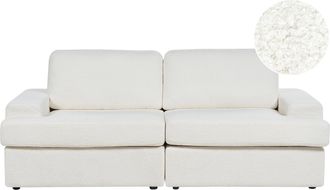 Beliani Sof&aacute; Cl&aacute;sico 3 Plazas Tapizado Respaldo Acolchado Grueso Boucl&eacute; Blanco Alla