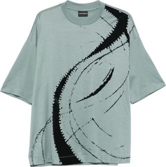Emporio Armani T-shirt met grafische print - Heren - T-shirts - Blauw - L - Katoen - Tops