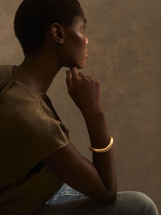 Reiss Womens Gold Tone Wave Cuff