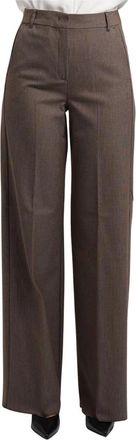 iBlues Rechte broek - Dames - Wijde Broeken - Bruin - L - Polyester - Broeken