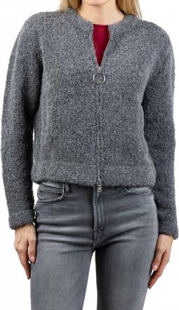 Margittes Boucle Zip Knit Sweater In Grey