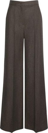 Max Mara Rechte broek met taille - Dames - Wijde Broeken - Bruin - M - Wol - Broeken