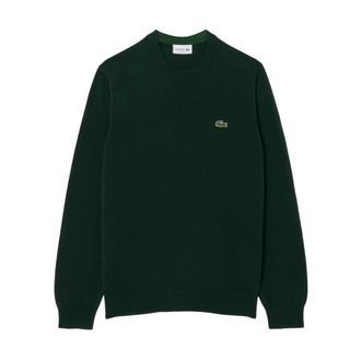 Lacoste Round-neck Knitwear, male, Green, XL, Green Crew-Neck Jumper