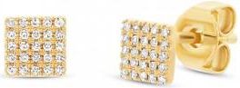 Allurez 0.11ct 14k Yellow Gold Diamond Pave Square Earrings