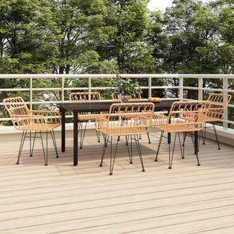 vidaXL Juego De Comedor De Jard&iacute;n 7 Piezas Rat&aacute;n Sint&eacute;tico Vidaxl