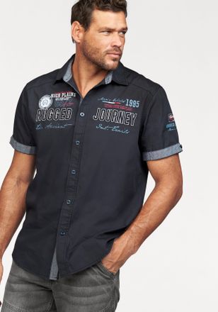 Man's World Kurzarmhemd MANS WORLD, Herren, Gr. XXXL (47/48), N-Gr, blau (nachtblau), Obermaterial: 100% Baumwolle, bedruckt, bequem, mit Knopf Umschlagbund, Hemd