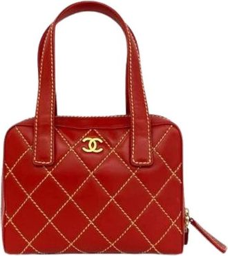 Chanel Pre-owned Quilted Leather Handbag - Dames - Vintage Handtas - Rood - ONE Size - Leer - Vintage