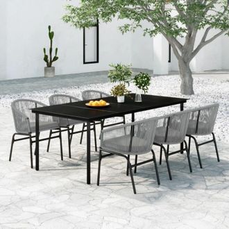 vidaXL Juego De Comedor De Jard&iacute;n 7 Piezas Rat&aacute;n Sint&eacute;tico Gris Vidaxl