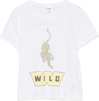 Re/Done Leopard-print Graphic-print T-shirt