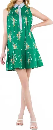 THML Clothing Sweet Breeze Sleeveless Contrast Collar Dress In Green